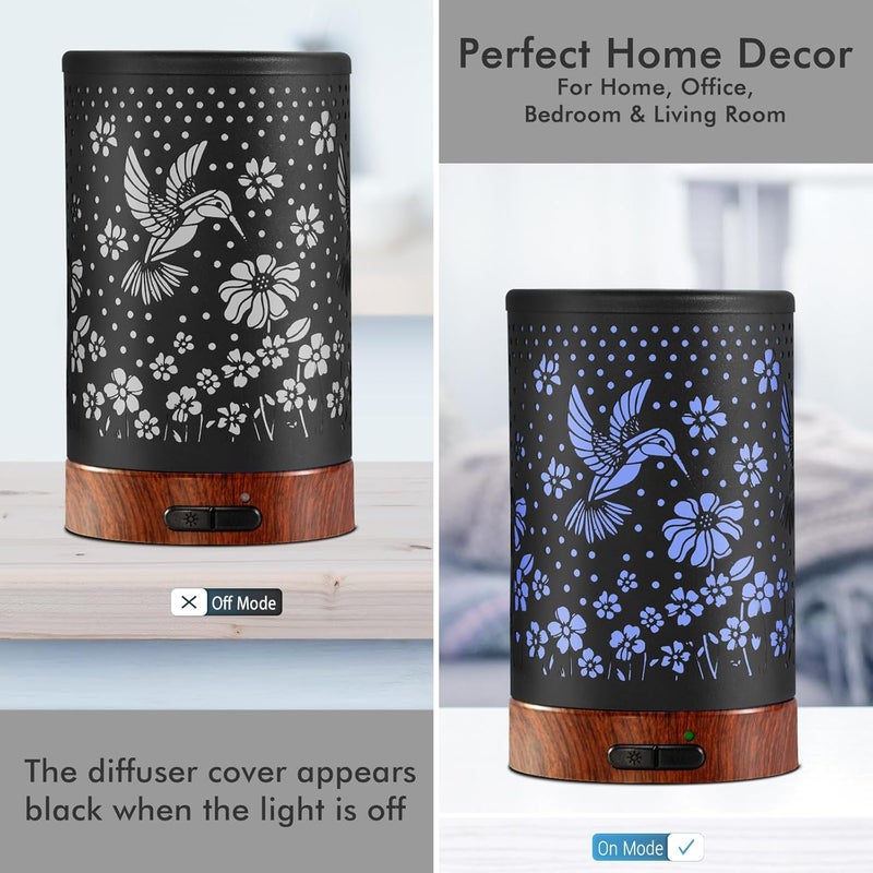 EQUSUPRO Essential Oil Diffuser Aromatherapy Diffuser - Metal Aroma Diffuser for Home 150ml Ultrasonic Cool Mist Diffuser with 7 Colors Light Auto Shut-Off Protection for Home Office Decor & Gift(Hummingbird) - Image 2